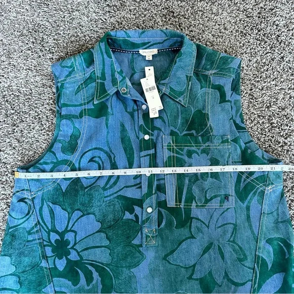 Pilcro Blue Denim Tunic with Green Floral Print - Picture 10 of 10